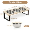 Elevated Cat Bowls with 3 Stainless Steel Bowls 15° Tilted Anti-Vomiting Raised Cat Food Bowl for Small Cats Puppies Accessories 5