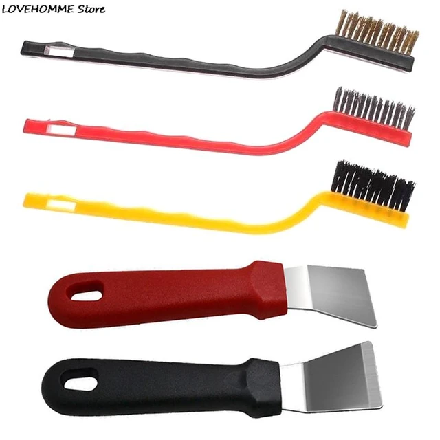 5pcs/set Cleaning Tools Kitchen Cleaning Brush Gas Stove Cleaning Brush Oil  Dirt Cleaning Shovel Wire Brush Clearance Range Hood Cleaning Tool