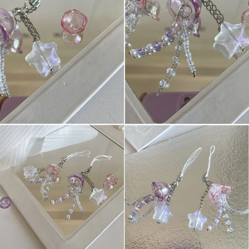 Breloque Téléphone Portable Kawaii - Pendentif Muguet En Acrylique Violet - Longueur 16,3 Cm - Anti-perte - Déco Sac, Appareil Photo, Porte-clés - Style Y2K