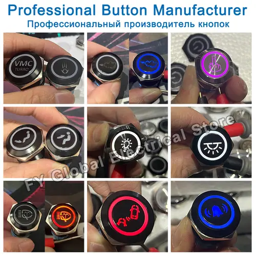 16/19/22mm Customized Metal Push Button Switch with Socket Start Stop For Car Boat Fog Black/Silver Waterproof LED Light 12V 24V - Image 2