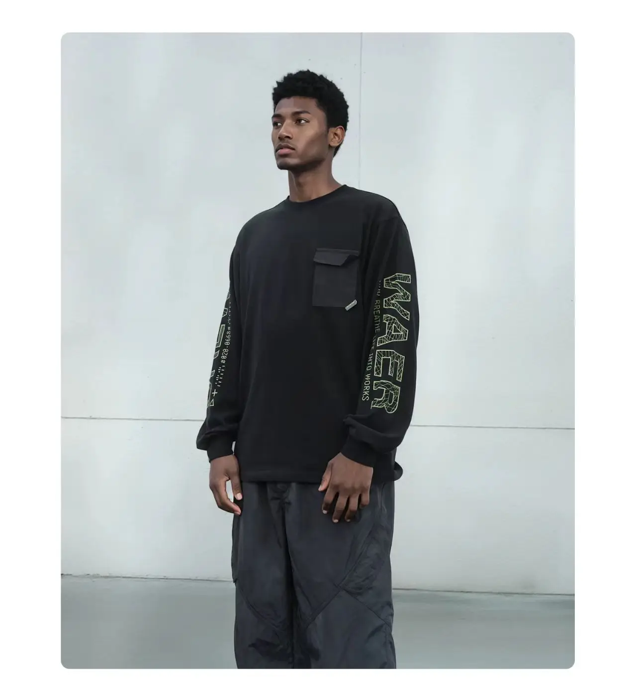 Whyworks 25aw Tech Print High-Density Combed Cotton Basic Longlseeve casual