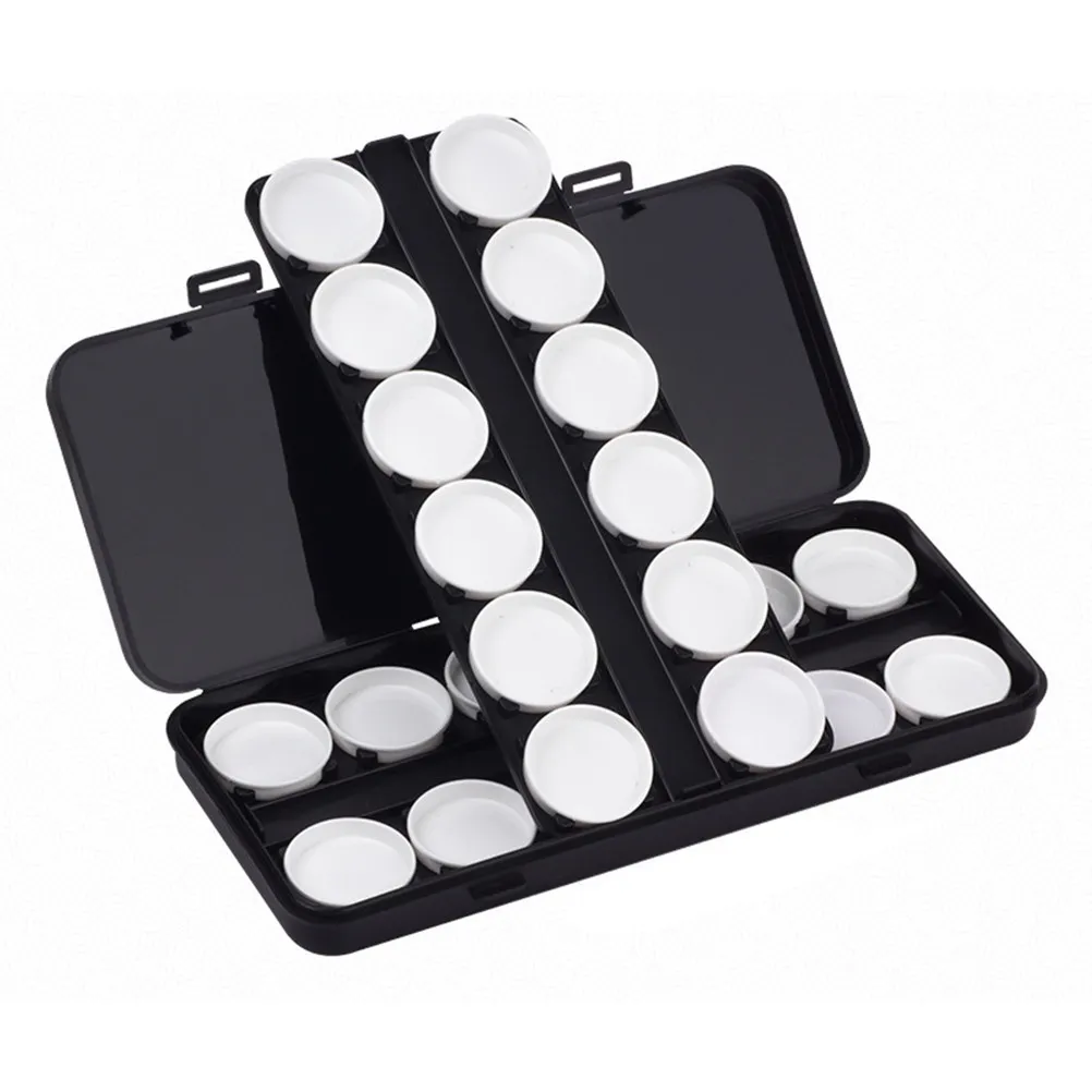 24 그리드 페인트 팔레트 아트 수채화 팔레트 네일 페인팅 아이섀도우 컬러 믹싱 ABS 내구성 있는 보관함 여행용 아트