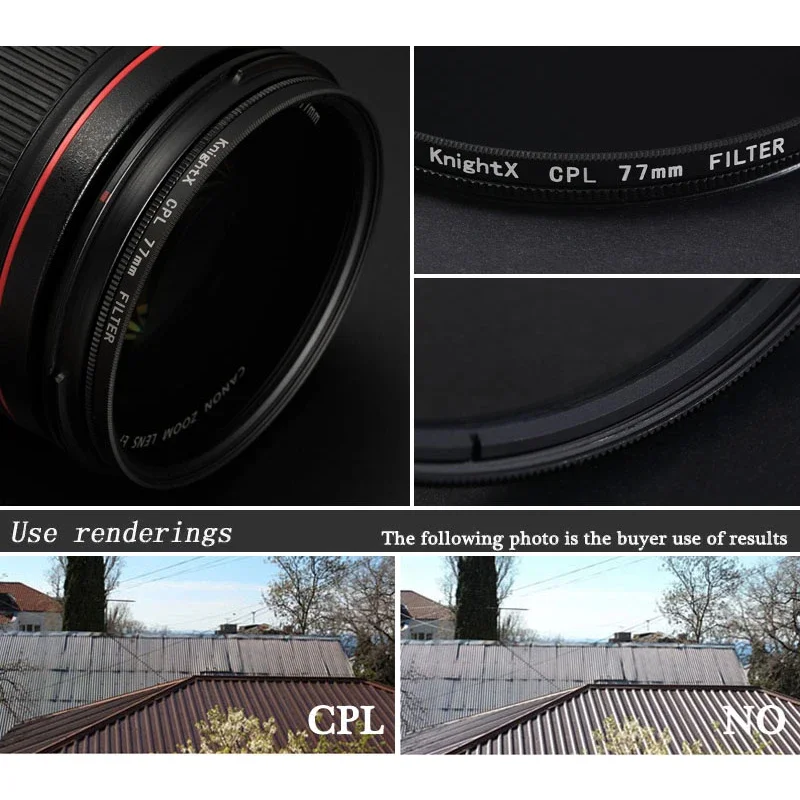 Utilisation du filtre CPL polariseur circulaire 52-77mm pour photographier un paysage, avec ciel bleu profond et nuages contrastés.