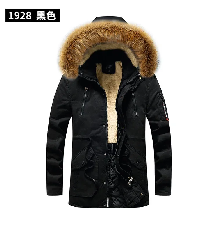 Men Thick Warm Winter Jackets Men's Clothing Top Long Fleece Parkas Man Parka Plus Size Casual Fashion Outwear Stand Colar Coats