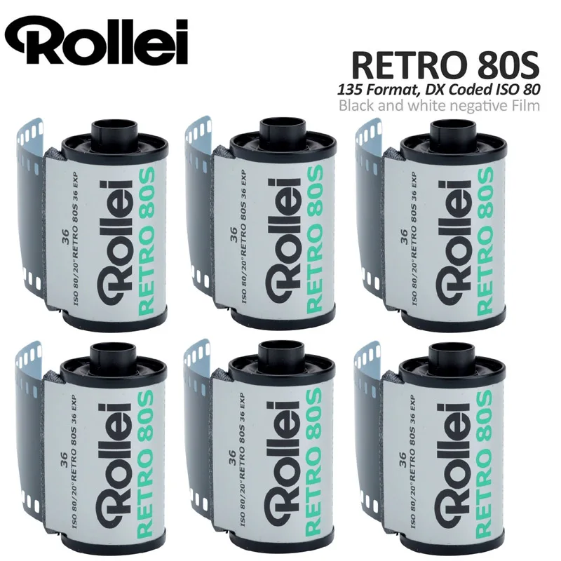 1-10Rolls Rollei Retro 80s 135 35mm Black and White Negative Film Camera Film 36 Exposures For Fujifilm Kodak 35mm Film Camera