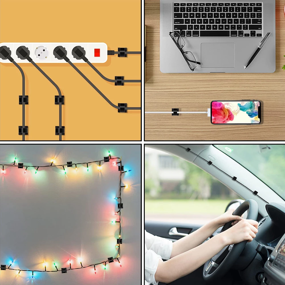 Cable Clips Self Adhesive Cord Management Wire Holder Organizer Clamp USB Data Line Home Wire Clip Accessories 10/20/50Pcs cable organizer,cable clip,cable clamp