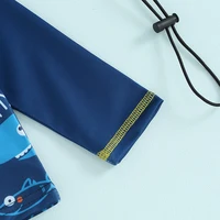 Toddler Baby Boys Summer Swimsuit Set Fish Print Long Sleeve Tops Elastic Waist Swim Trunks Hat Kids 3Pcs Bathing Suit 5