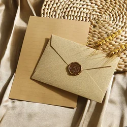 Elegant Greeting Cards Set with Envelopes and Stylish Gold Stickers - 5set (Yellow)
