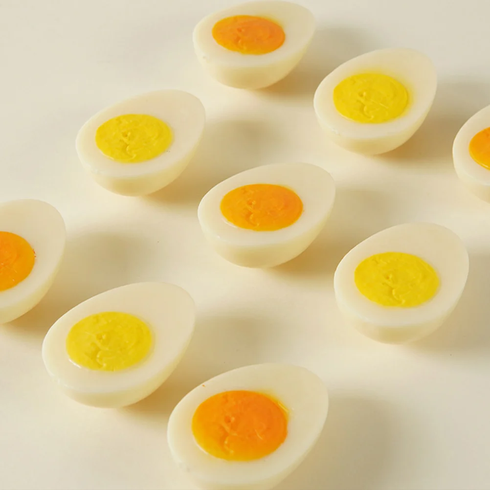 

8Pcs Artificial Boiled Egg Prop Diy Egg Slices Models Realistic Kitchen Food Decoration