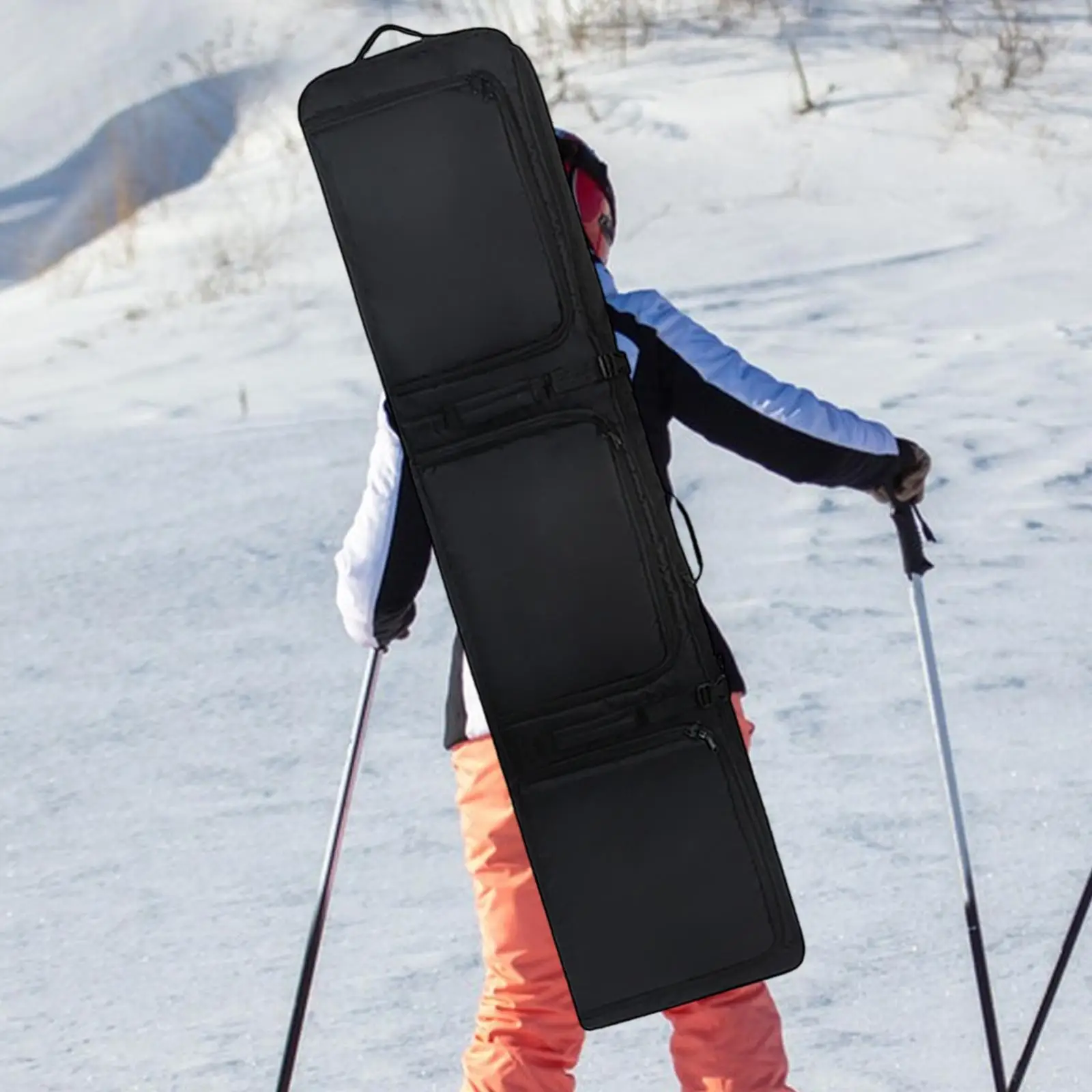 Ski Bag Fashion 3 Big Outside Storage with Wheels Roller Snowboard Bag for Airplane Travel Men 2 Sets Skis Boots Winter Sports