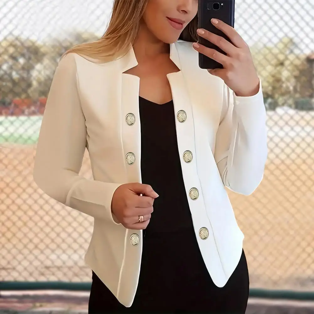 

Women Coat Lady Cardigan Coat Thick Warm Women's Notch Collar Long Sleeve Solid Color Cardigan Button Decor Office for Formal