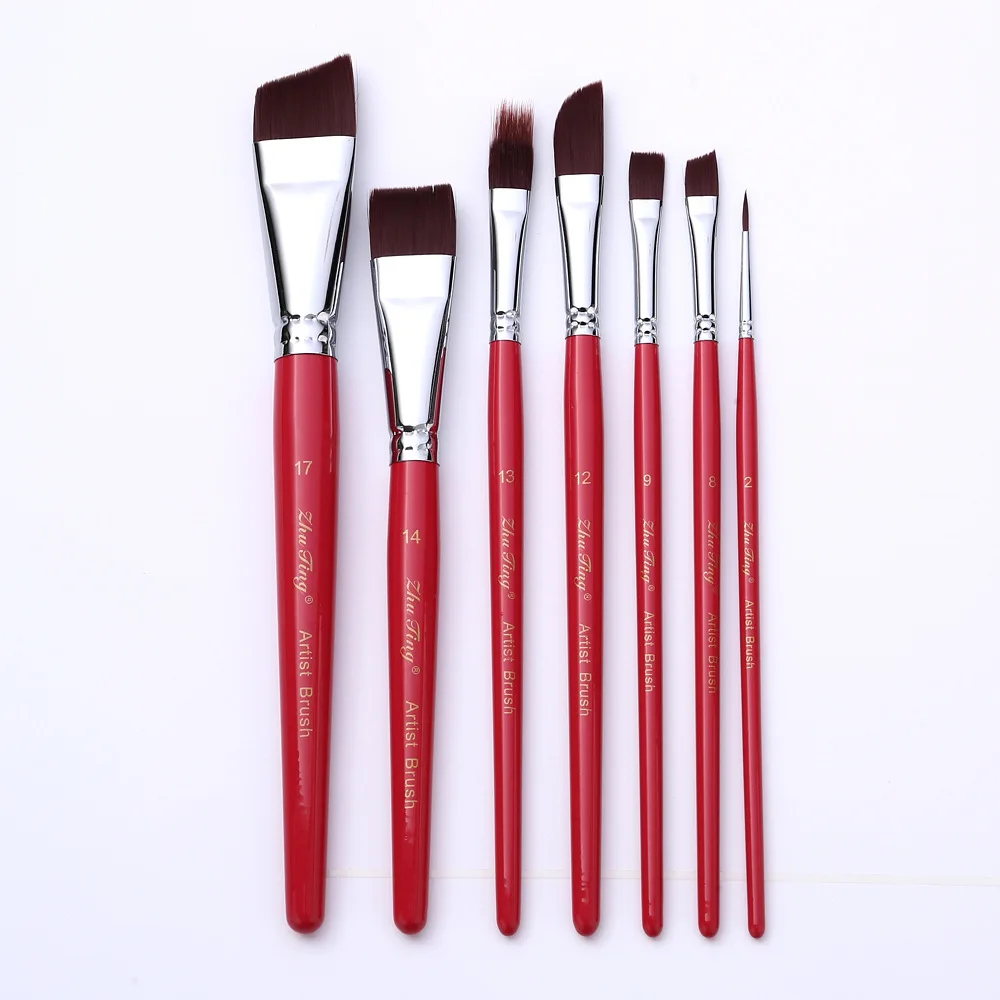 17 Pcs Body Pinting Face Body Art Paint Professional Wooden Handle Paint Brushe Set Portable with Storage Box Watercolor Brushes 6