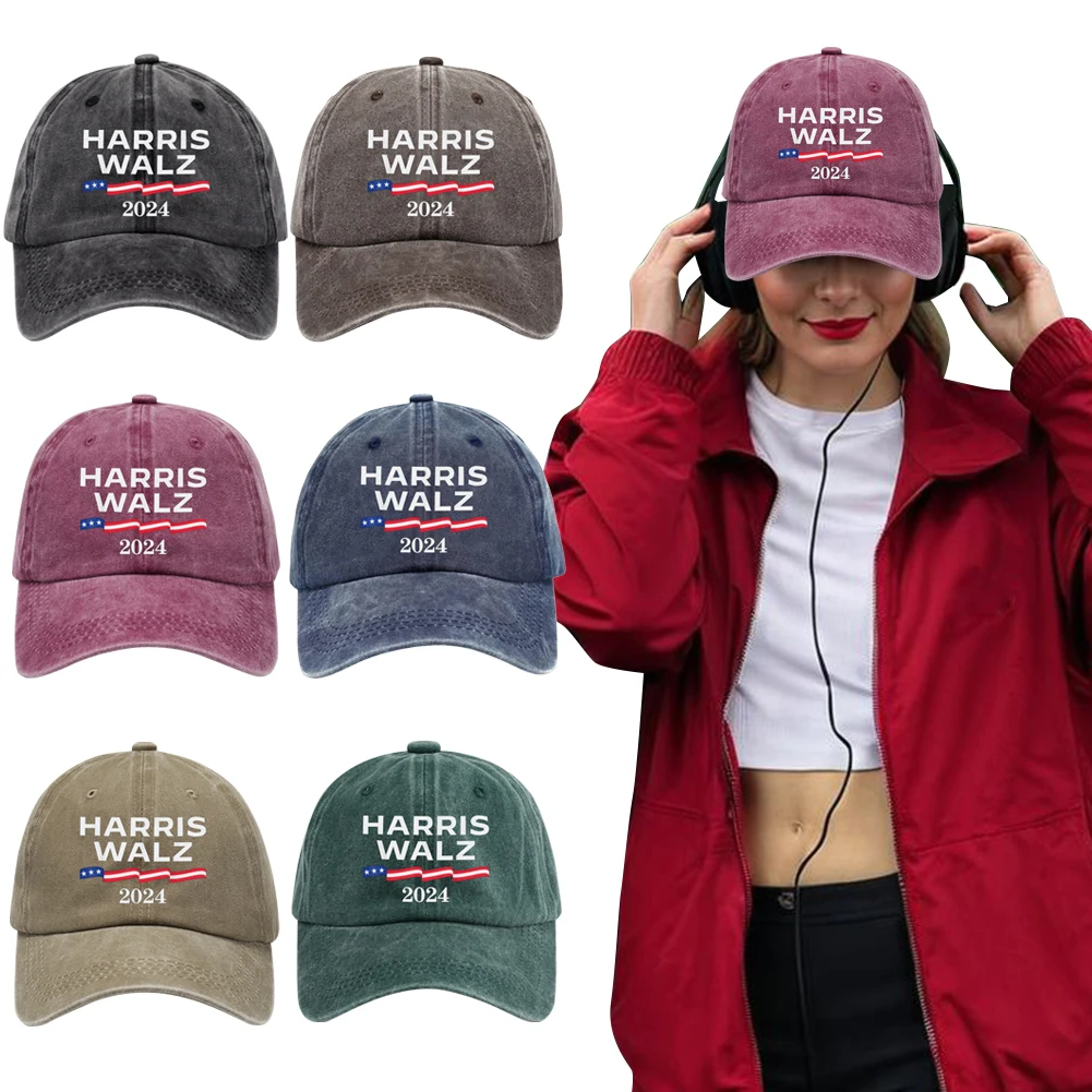 Harris Walz Baseball Cap Washed Cotton Distressed Cap Adjustable Retro Dad Hats Harris Baseball Hat for Outdoor Sports