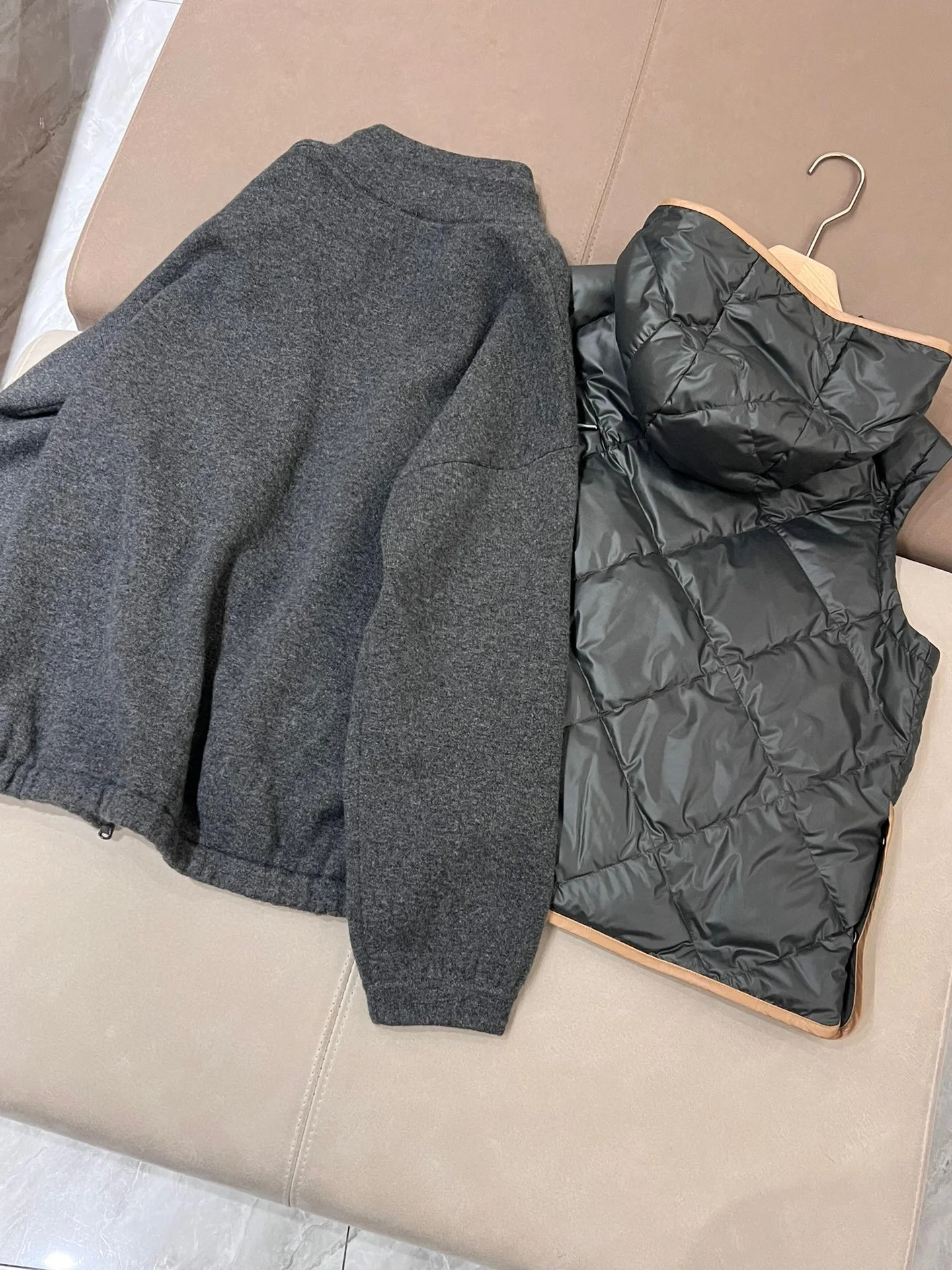 Two piece Set Goose Down Warm and Thickened Cashmere Woolen Coat