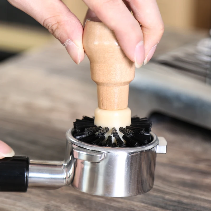 Espresso Coffee Cleaning Brush Brewing Head Small Wood Handle Coffee Powder Cleaning
