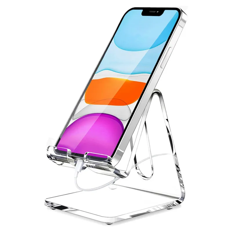Clear Acrylic Cell Phone Stand Desk Dock Holder for IPhone 14 13 Pro