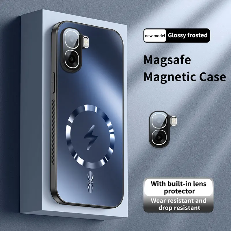 Enhanced Magnetic Shockproof Back Cover with Camera Lens Protection and Wireless Charging Compatibility