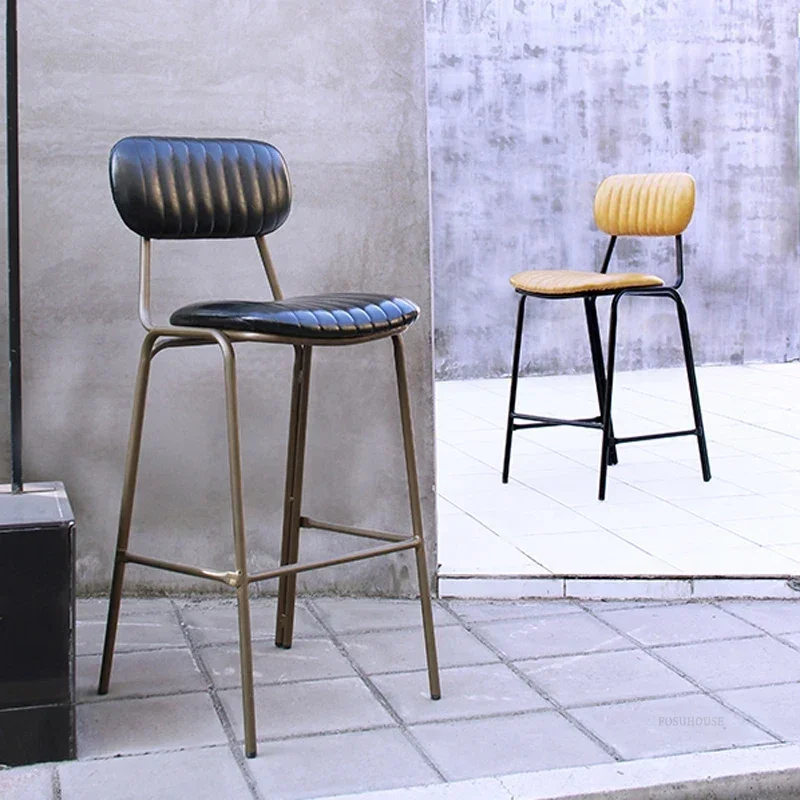 Simple Iron Bar Chairs Loft Industrial Style Metal The Bar Stools Nordic Designer Retro American High Feet Chair for Kitchen