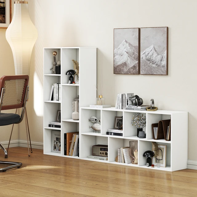 7-Cube Bookcase, Vertical or Horizontal Freestanding Bookshelf w/ 7 Compartments