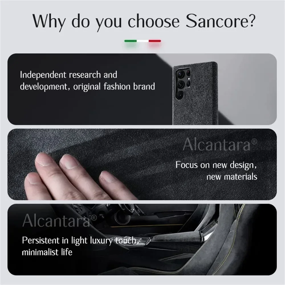 Genuine Alcantara Leather Phone Case for Samsung Galaxy S24 S23 Ultra S22 Plus  S20 Premium Supercar Turn Fur  Back Cover