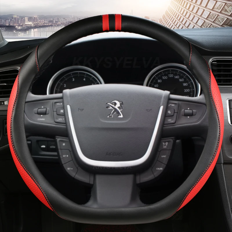 For Peugeot 508 2011 2012-2017 2018 508 Sw 2011-2018 Car Steering Wheel Cover Microfiber Leather D Shape Auto Accessories