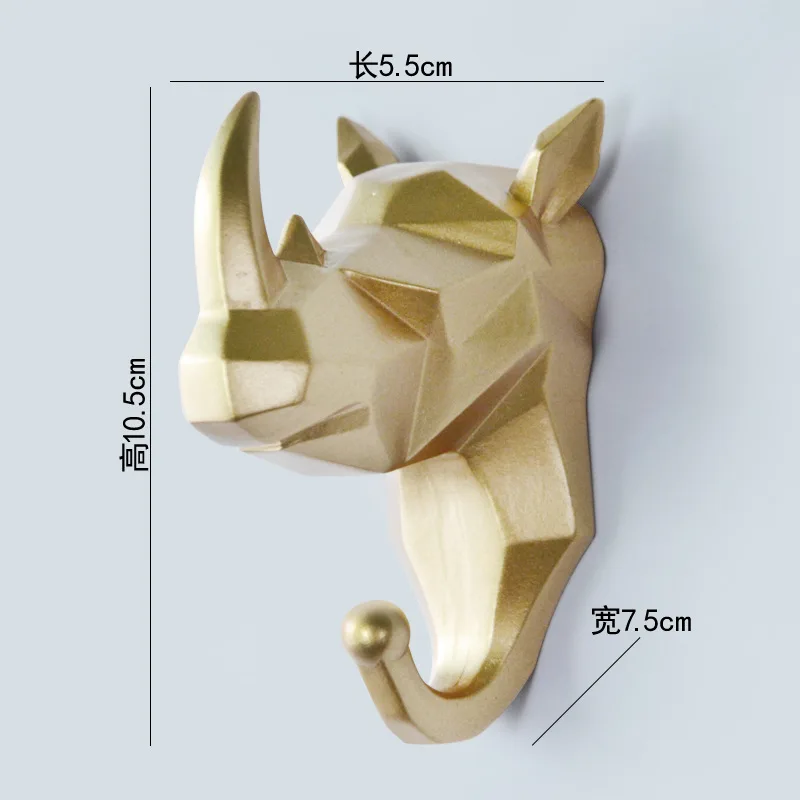 Animal Head Resin Key Hook Decor Holder Clothing Deer Elephant Unicorn Rhinoceros Racks Hook Coat Bag Hanger Cap Decor Home Wall 4