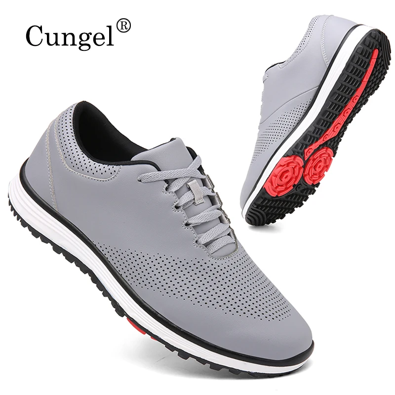 Heren Golfschoenen Waterdichte Lederen Golfer Sportschoenen Knop Snel Vetersluiting Golf Sneakers Vrouwen Comfortabel Wandelen Golfschoenen