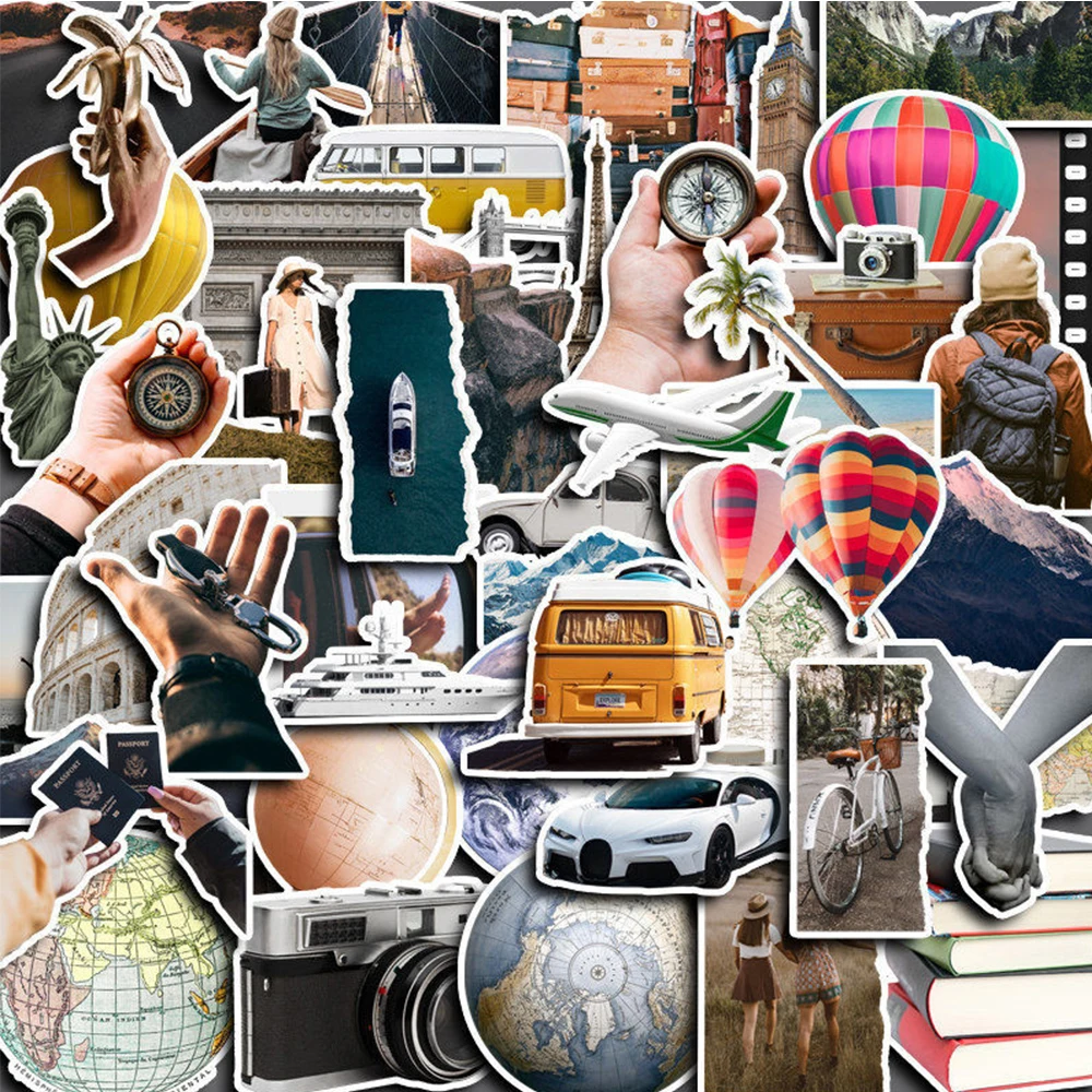 

10/30/50pcs INS Style World Travel Stickers Global Landscape Scenery Graffiti Decals DIY Phone Scrapbook Suitcase Sticker Decor