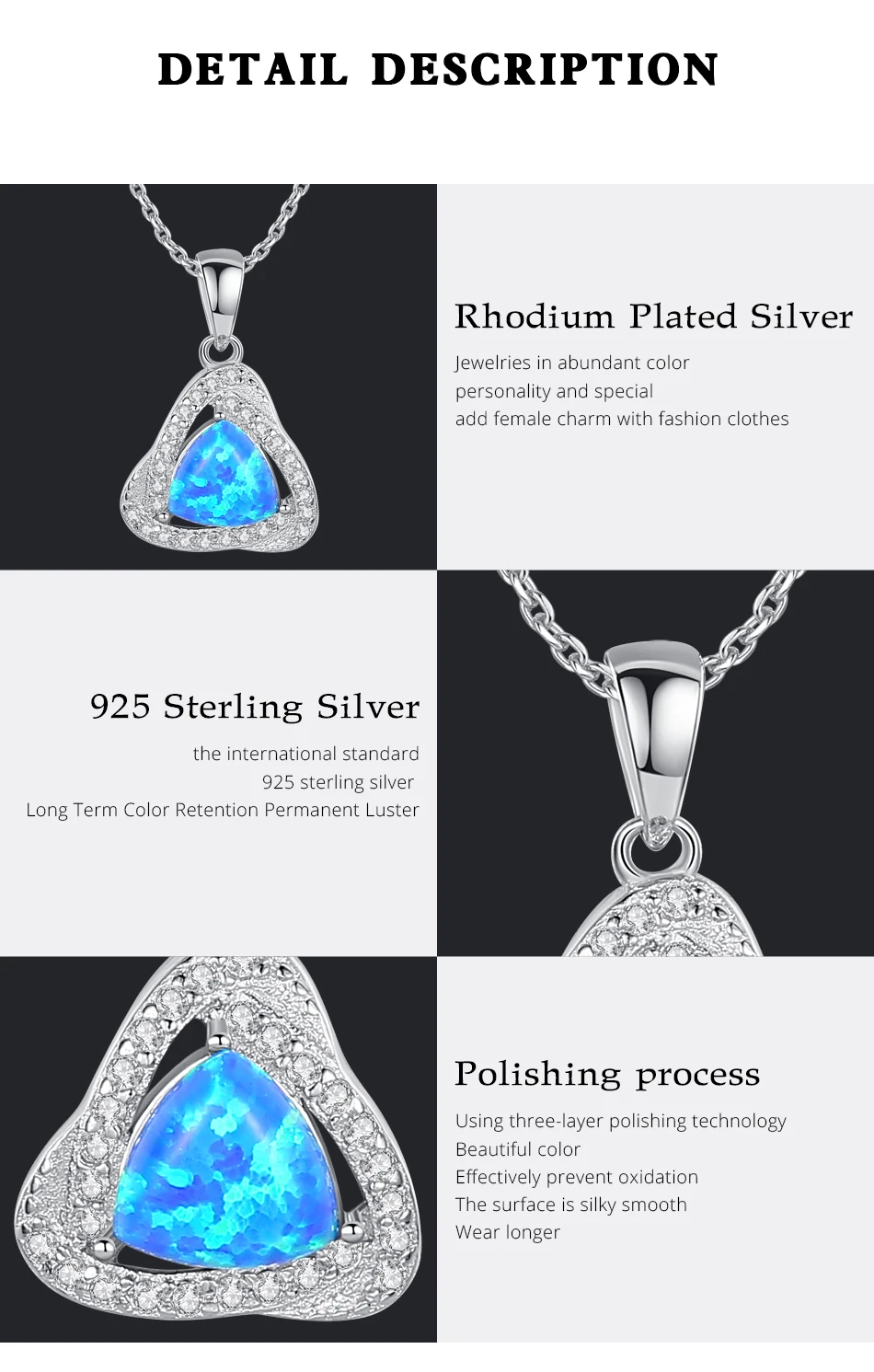 Collana con ciondolo in argento con opale di fuoco grande creativo di alta qualità per le donne da sposa di lusso_voghion.com