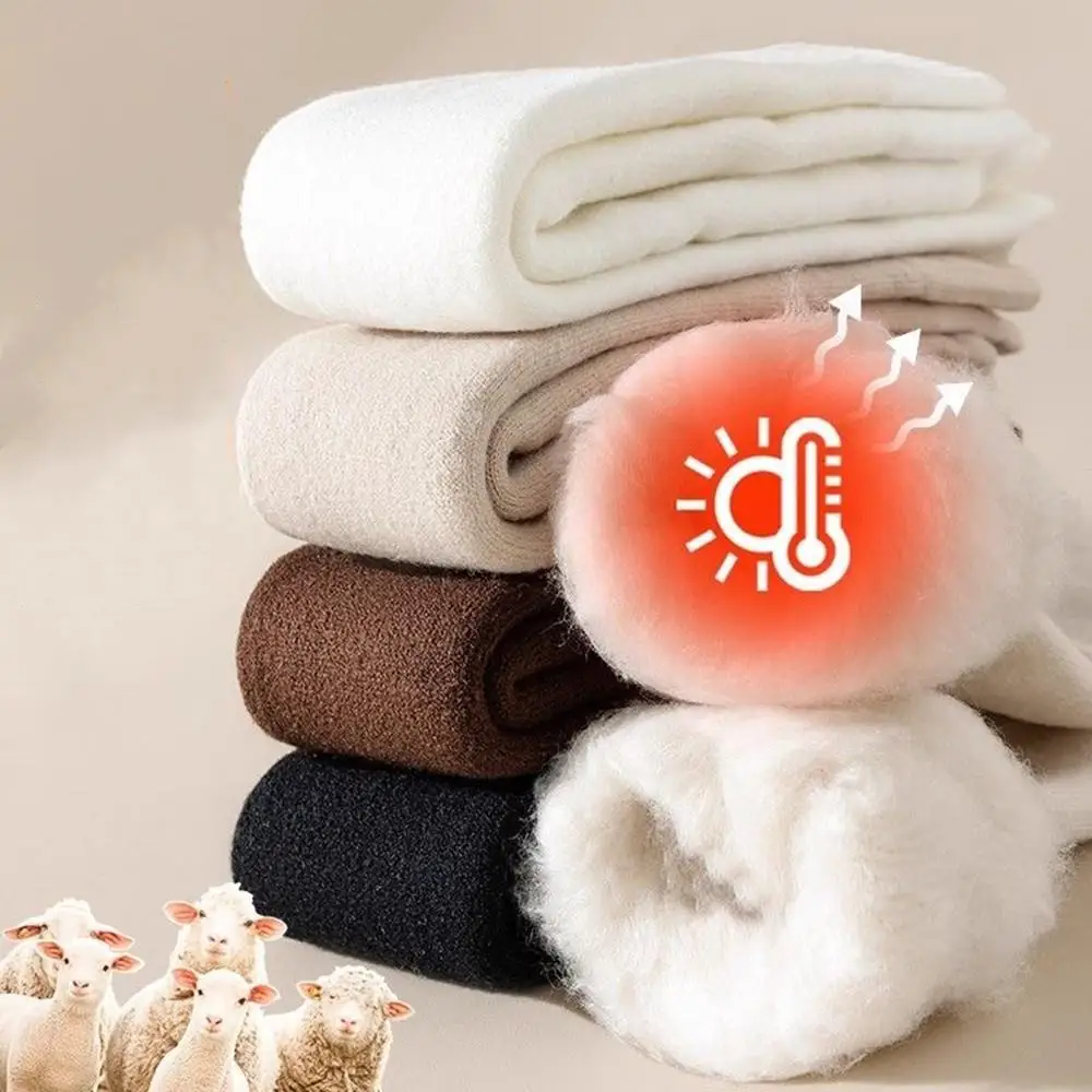 Winter Women's Over-the-knee Socks Warm Thigh-High Socks Thick Fleece-Lined High-waist Socks Plus Velvet Boot Cuff Leg Warmers