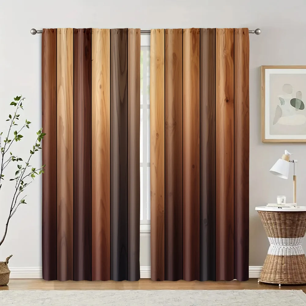 2pcs, Curtains&Drapes Abstract woodblock printing Versatile 100% Polyester (without rod) Holiday for Living Room, Bedroom, 2