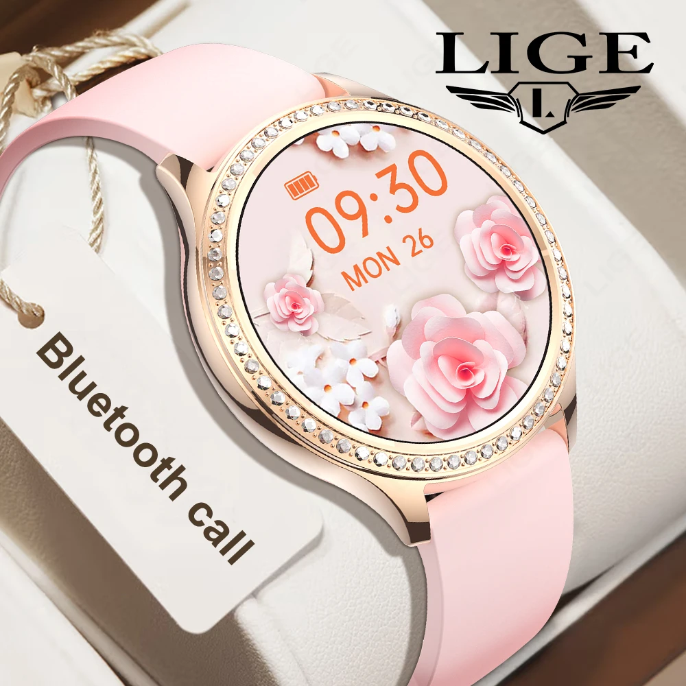 

LIGE Smart Watch TPU Strap Woman Sport Fitness Bluetooth Call Bracelet Music Player Full Touch For Android IOS Smartwatch Ladies