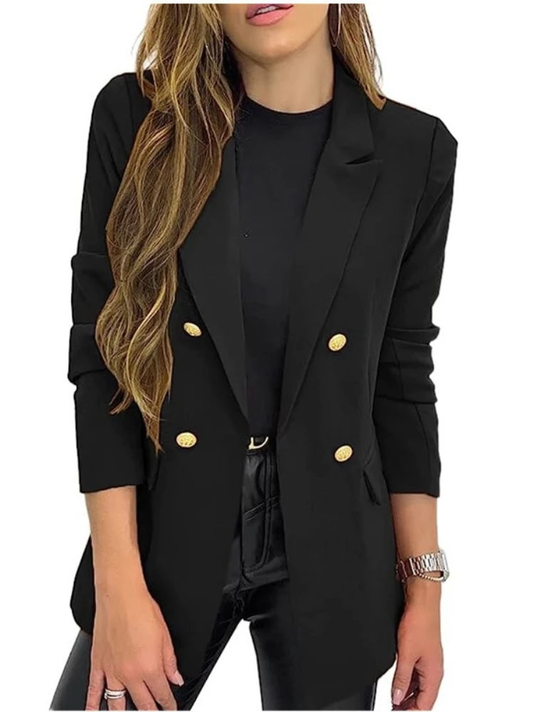 

Women's Blazers New in Outerwears Solid Color Casual Long Sleeved Lapel Button Small Suit Jacket Slim Elegant Fashion Suit Top