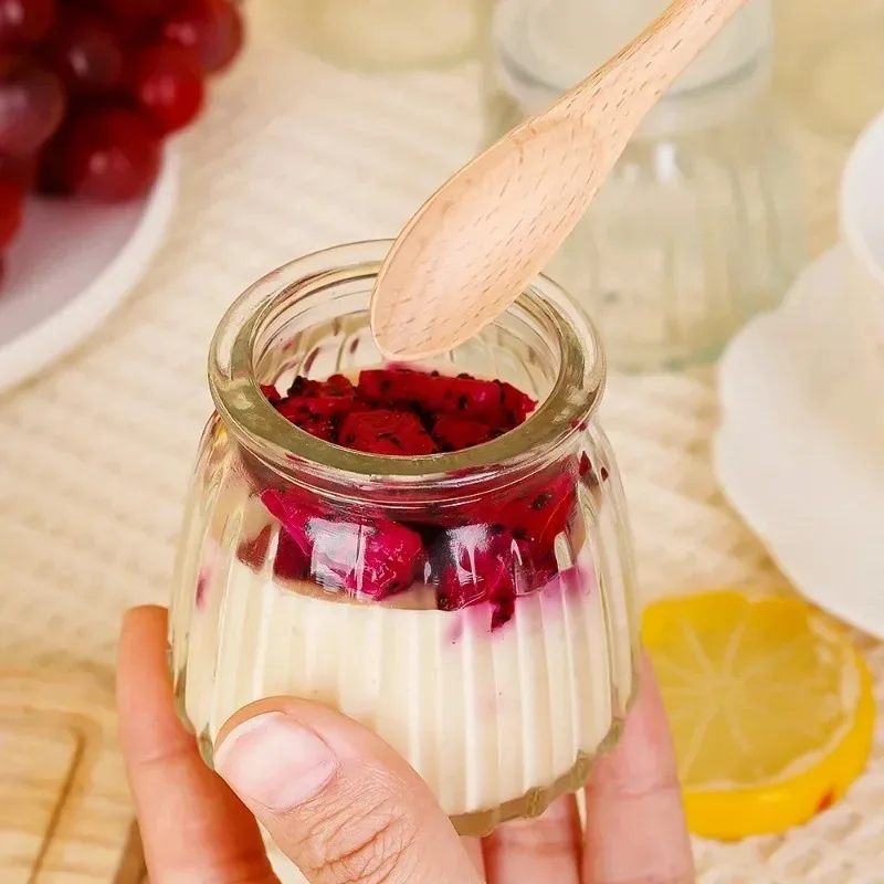 Yogurt Pudding Glass Jar Mini Mousse Drinking Bottle with Lid High Temperature Resistant Homemade Juicing Milk Storage Container 5