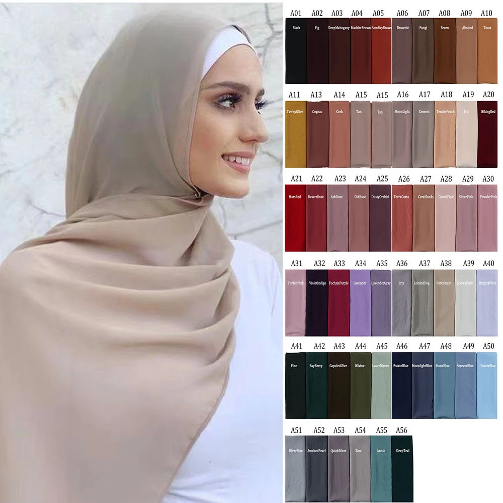 Nouveau Femmes Gradient Mousseline Foulard Musulman Hijab Grande Foulards en mousseline de soie foulards Soft