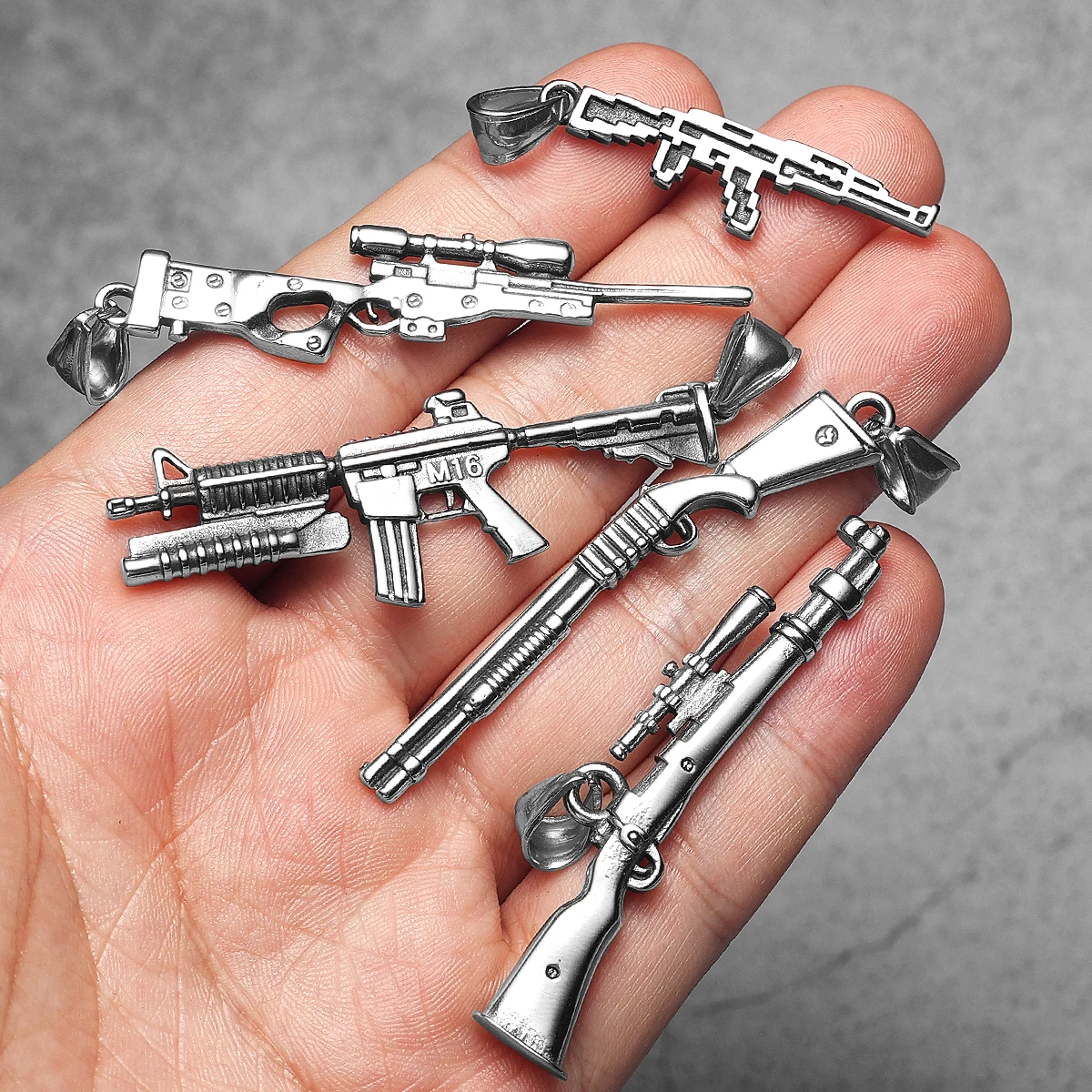 AWM Sniper Gun Stainless Steel Jewelry Fashion Men Necklaces With Pendant For Male Women Punk HipHop Accessories Gifts Wholesale 3