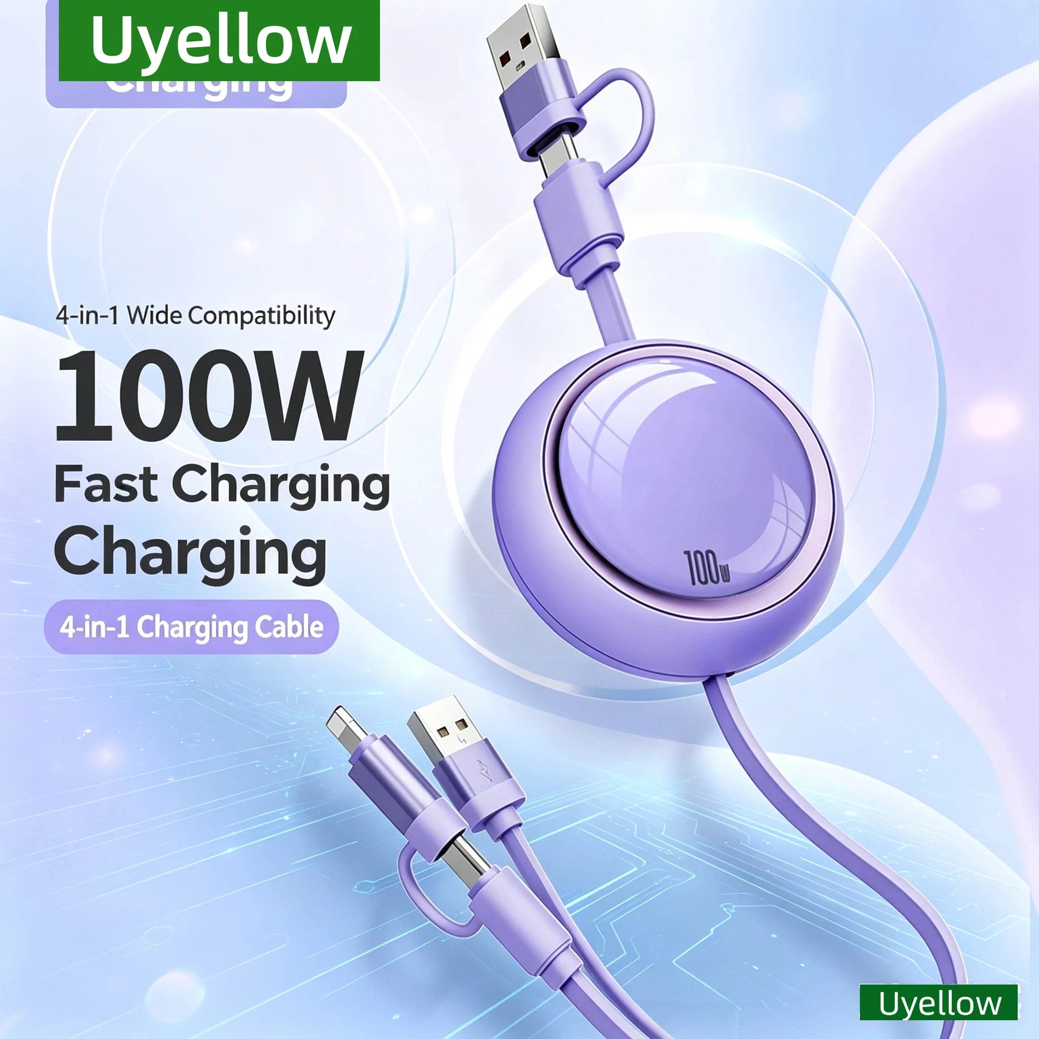 High-Speed 100W Retractable USB-C Fast Charging Cable