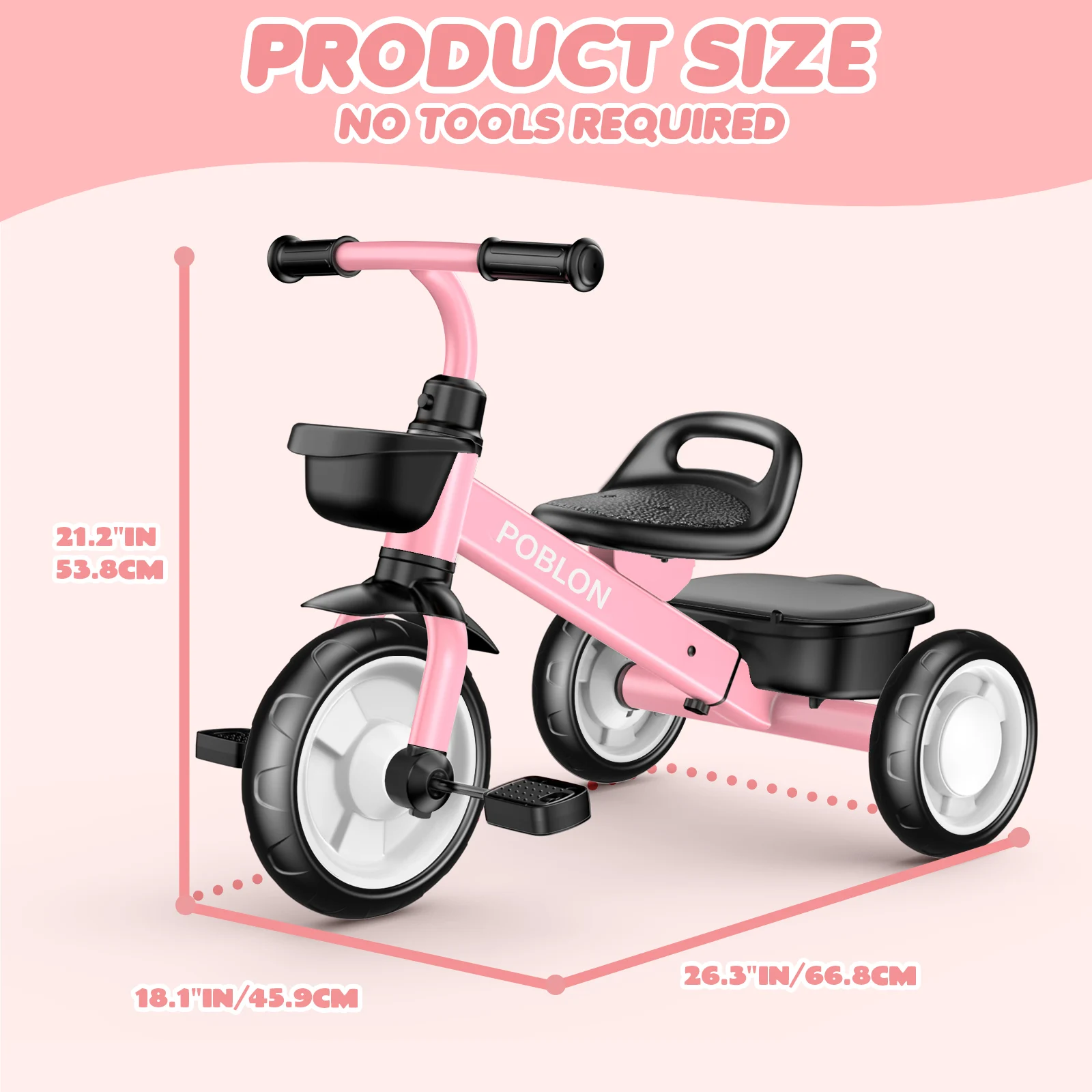 3-kolesový detský bicykel na rovnováhu z predného pohľadu