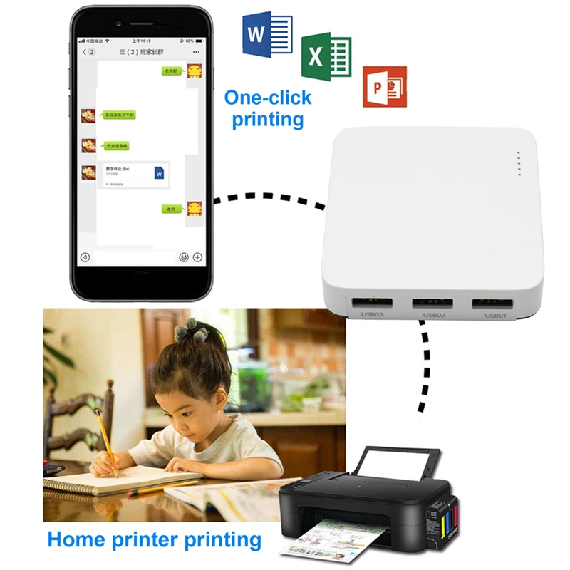 Wired Print Server Connects 3 USB Printers At The Same Time Sharer Standard 100M Network For WIFI/BT4.0 EU PLUG-A78P