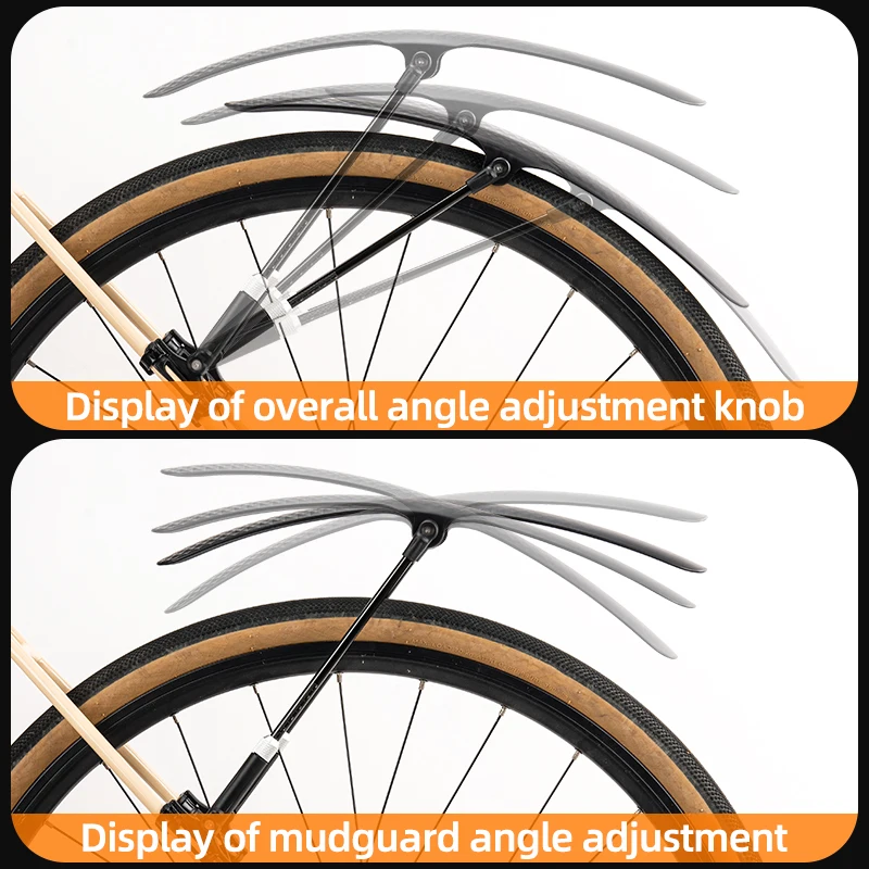 ROCKBROS Bicycle Mudguard Waterproof Anti-shake Fender Angle Adjustments  Quick Release Mudguard Protector Road Bike Accessories