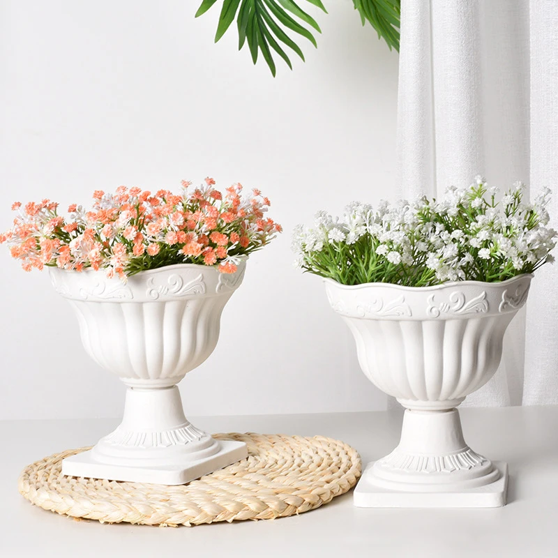 Vintage-Inspired White Roman Column Planter
