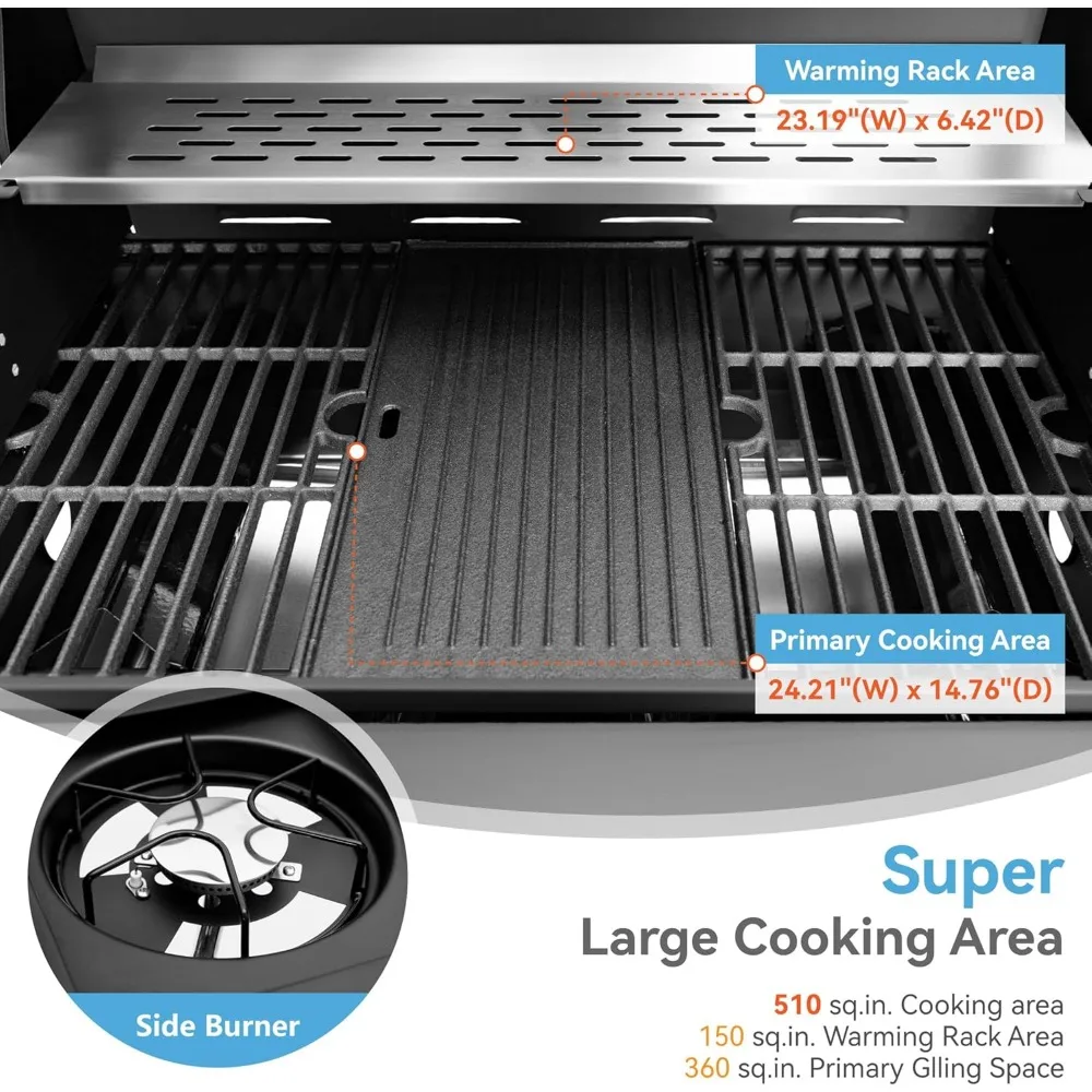 2in1 Propane Gas BBQ Grill with Side Burner 5