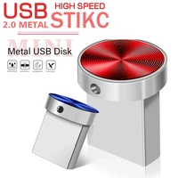 Mini Metal USB Flash Drive 128GB High Speed Memory Stick 64GB Blue Waterproof Pen Drive 32GB Circular Button USB Stick 16GB 8GB 1