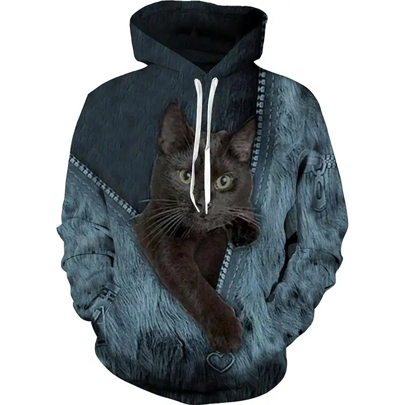thumbnail image 1 of Sudadera con capucha con estampado 3D de gato lindo para hombres y mujeres, sudadera informal de manga larga con gráficos, chándal de gran tamaño, ropa de calle para hombres, 1 of 4