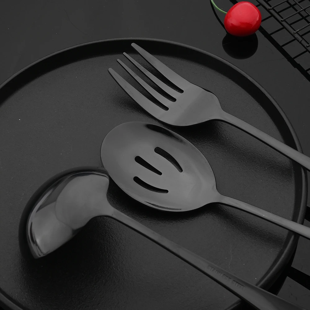 Cutlery Set Western Style Cutlery Set Picnic Cutlery Set Stainless Steel Cutlery Set Picnic Tableware Camping Cutlery Set Wooden Cutlery Set Ceramic Dinnerware Set Black Stainless Steel Dinnerware Set Flatware Soup Spoon Colander Spoon Service Salad Fork Cake Spatula Kitchen Tableware