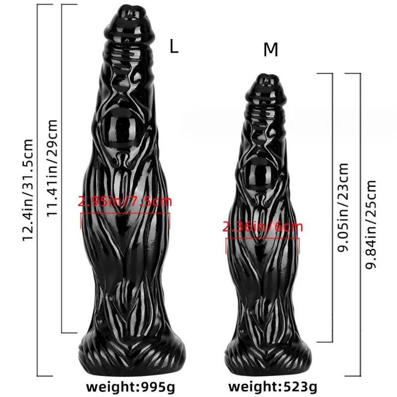 Dildo Texturizado Grande Plug 30CM Silicone Preto Com Ventosa