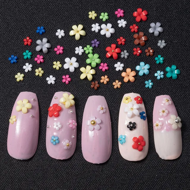 50pcs 3d Flower Nail Art Acrylic Decoratio Resin Moon Nails Art Accessories  Mixed Designer Charms Pearl For Nails Parts 7mmx7mm - Rhinestones &  Decorations - AliExpress