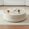 39.37” Round Coffee Table ,Travertine Textured Tables Fiberglass Center Side Tables for Living Room Office, coffee table 6