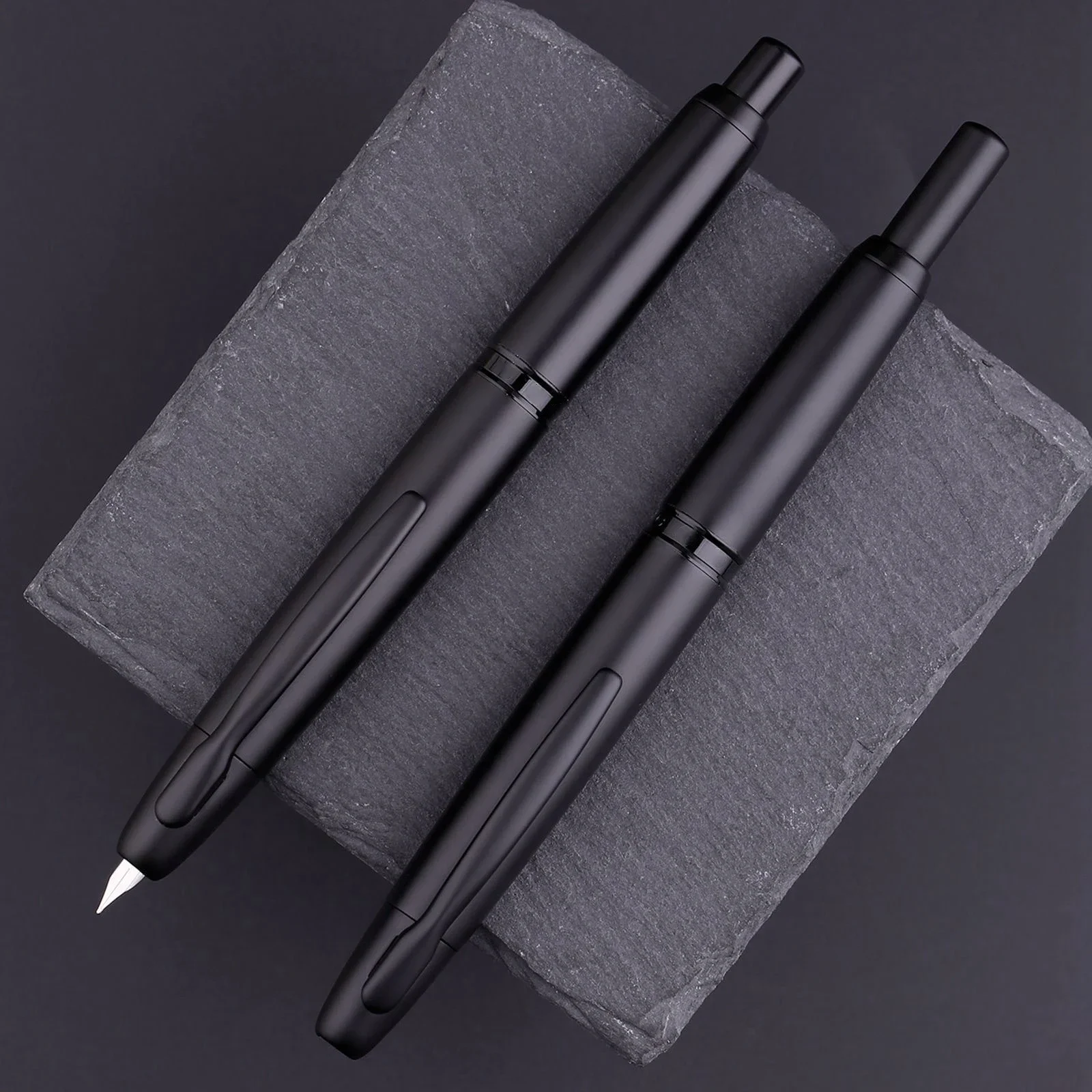MAJOHN A1 Press Fountain Pen Retractable Extra Fine Nib 0.4mm Metal Matte Black Ink Pen Converter for Writing fountain pen