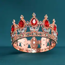 Elegant Bridal Tiara and Crown Hair Accessories (Rose Gold Red)